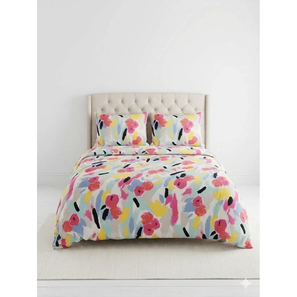 Kate‎ Spade Paintball Abstract Floral Comforter With 2 Shams Full/Queen